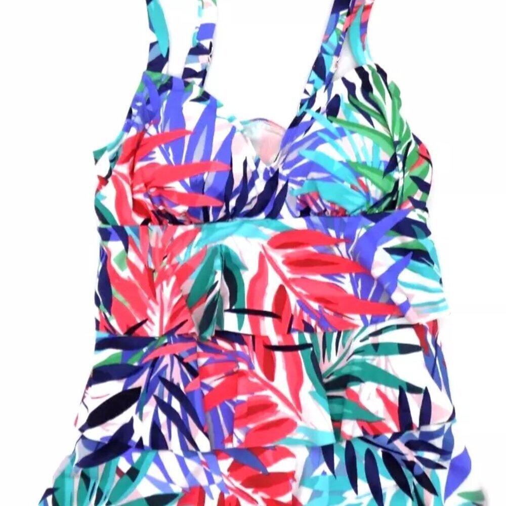 Swim Solutions Tankini Top Palm Springs Triple Tier Size 10 up to D Multicolor